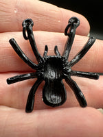 Black Rhinestone Spider Pendant Charm – Gothic Halloween Jewelry Making Supply