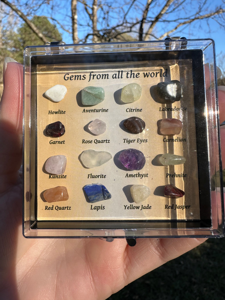 Mini Ore Specimen Box 16 Crystals| Gems & Minerals Rock