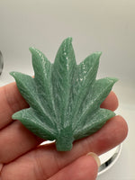Green Aventurine Cannabis Leaf Carving #3