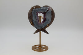 Amethyst Agate Heart Wings Carving with Stand #2