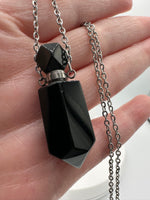 Black Obsidian Perfume/Essential Oil Bottle Necklace