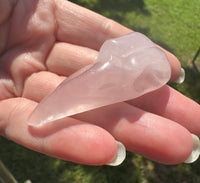 Rose Quartz Raven Skull Carving