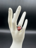 Vintage Style Carnelian Stainless Steel Adjustable Ring #10