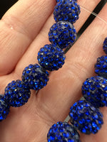 Royal Blue Rhinestone Pave Bead Strand – Graduated Sparkle Beads for Jewelry Making