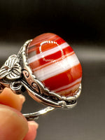 Vintage Style Carnelian Stainless Steel Adjustable Ring #10