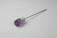 Fluorite Rose Silvertone Metal Hairpin/Scepter #8