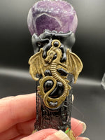 Amethyst Decorative Crystal Broom with Dragon & Heart
