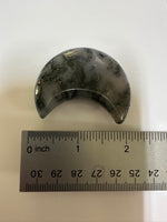 Moss Agate Carved Moon #1