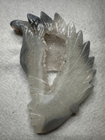 Druzy Agate Geode Indigenous-Inspired Profile Headdress Carving #6
