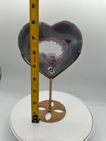 Large Amethyst Agate Heart with Stand #2