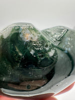 Moss Agate Carved Heart #2