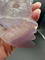Druzy Dendrite Agate Geode Indigenous-Inspired Profile Headdress Carving #9