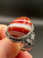 Vintage Style Carnelian Stainless Steel Adjustable Ring #10