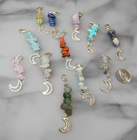 Pack of 12 Gemstone & Moon Pendants with Lobster Claw Clasp