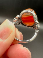Vintage Style Carnelian Stainless Steel Adjustable Ring #9