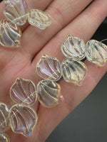 Clear Iridescent Glass Leaf Bead Strand – Aurora Borealis Finish