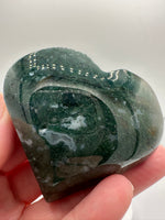 Moss Agate Carved Heart #4