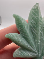 Green Aventurine Cannabis Leaf Carving #4