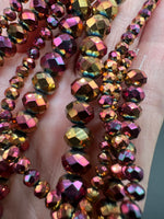 Metallic Sunset Faceted Glass Rondelle Bead Strands – Graduated Sizes