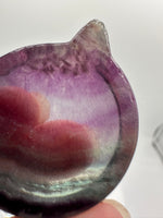 Cat Head Shape Rainbow Fluorite Bowl Carving #4