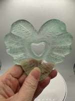 Green Fluorite Decorative Carved Heart with Stand #1