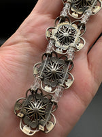Antique Silvertone Floral Connector Strand with Turquoise-Color Accents
