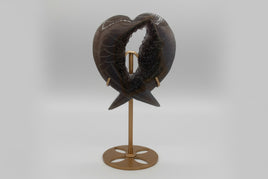 Amethyst Agate Heart Wings Carving with Stand #1