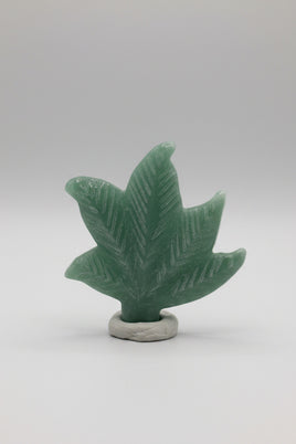 Green Aventurine Cannabis Leaf Carving #5
