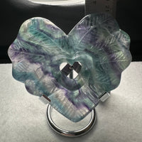 Rainbow Fluorite Decorative Carved Heart with Stand #9