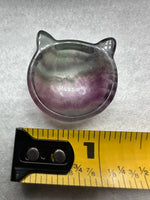 Cat Head Shape Rainbow Fluorite Bowl Carving #5