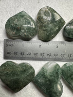 Green Mica in Quartz Heart | Polished Natural Crystal Heart | Green Mica Quartz Pocket Stone