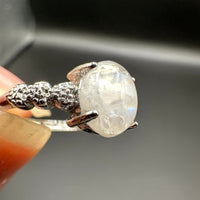 Natural Sri Lankan Moonstone Adjustable Stainless Steel Ring – Blue Flash Gemstone Ring