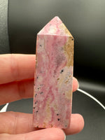 Rhodochrosite Four-Sided Tower #10 – Soft Pink, Cream & Tan Natural Matrix