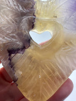 Rainbow Fluorite Decorative Carved Heart with Stand #6