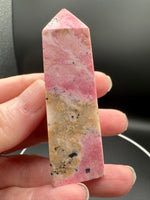 Rhodochrosite Four-Sided Tower #8 – Rosy Pink with Cream & Natural Matrix