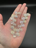 Clear Iridescent Glass Leaf Bead Strand – Aurora Borealis Finish