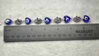 Blue Evil Eye Heart & Hamsa Bead Strand – Glass & Metal Jewelry Making Supplies