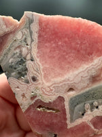 Natural Rhodochrosite Slab #18 – Pink Banded Mineral Specimen with Gray Matrix