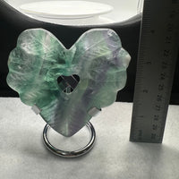 Rainbow Fluorite Decorative Carved Heart with Stand #5