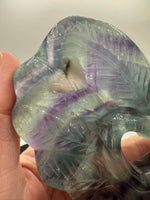Rainbow Fluorite Decorative Carved Heart with Stand #9