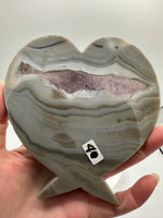 Amethyst Agate Heart Wings Carving with Stand #3