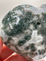 Moss Agate Carved Heart #3
