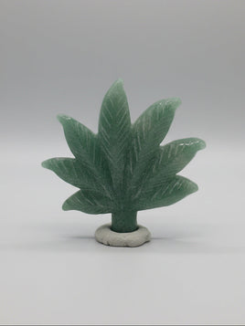 Green Aventurine Cannabis Leaf Carving #4
