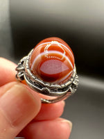 Vintage Style Carnelian Stainless Steel Adjustable Ring #4
