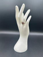 Natural Rutile Quartz Adjustable Stainless Steel Ring – Oval Cabochon – Golden Rutilated Quartz
