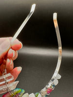 Clear Quartz & Rainbow Aura Crystal Crown Headband – Crescent Moon