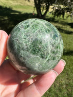 Natural Green Diopside Crystal Sphere 365g – Polished Green Gemstone #2