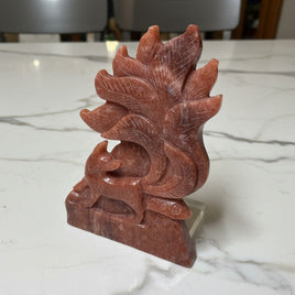 Fire Quartz Nine-Tailed Fox Carving