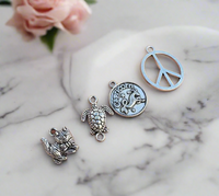 Cat, Turtle & More Silvertone Pendants