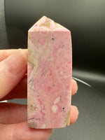 Rhodochrosite Four-Sided Tower #9 – Rosy Pink, Cream & Natural Matrix